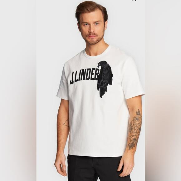 J. Lindeberg Camilo Short Sleeve Black Eagle Graphic Sweatshirt Tee Medium NEW - Picture 4 of 14